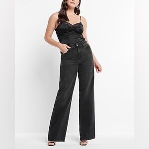 NWT Express High Waisted Washed Black Wide Leg Jeans